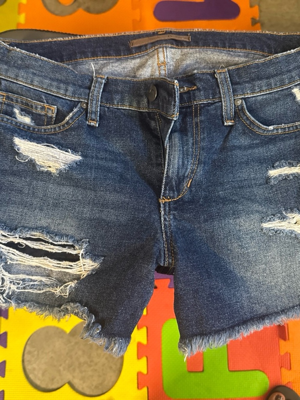 Joe's Jeans Distressed Dark Blue Denim Cutoff Shorts